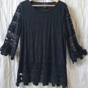 Alfani Black Lace Crochet Tunic Small